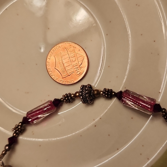 Bracelet made with Czech fire-polished garnet red beads - Picture 3 of 6